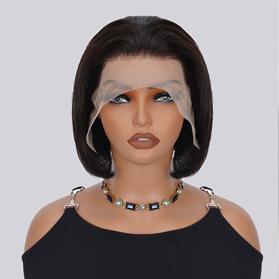 TEMU 10inch Bob Wig Human Hair 13x4 Straight Lace Front Wigs Human Hair 150% Density Straight Bob Wigs For Women Pre With Baby Hair