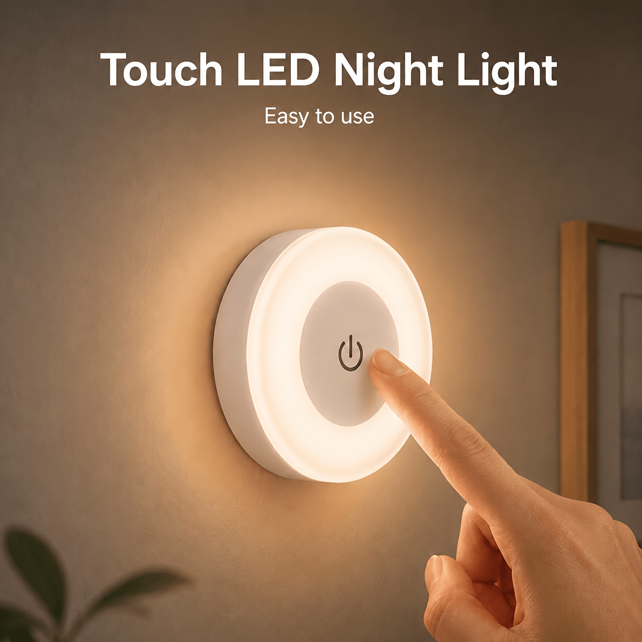 item picture 2pcs set 1pc led night light and 1pc usb charging cable magnetic touch dimmable puck light with 3 color temperatures usb rechargeable compact lamp for bedroom wardrobe kitchen hallway cabinet bedside desktop or ceiling use