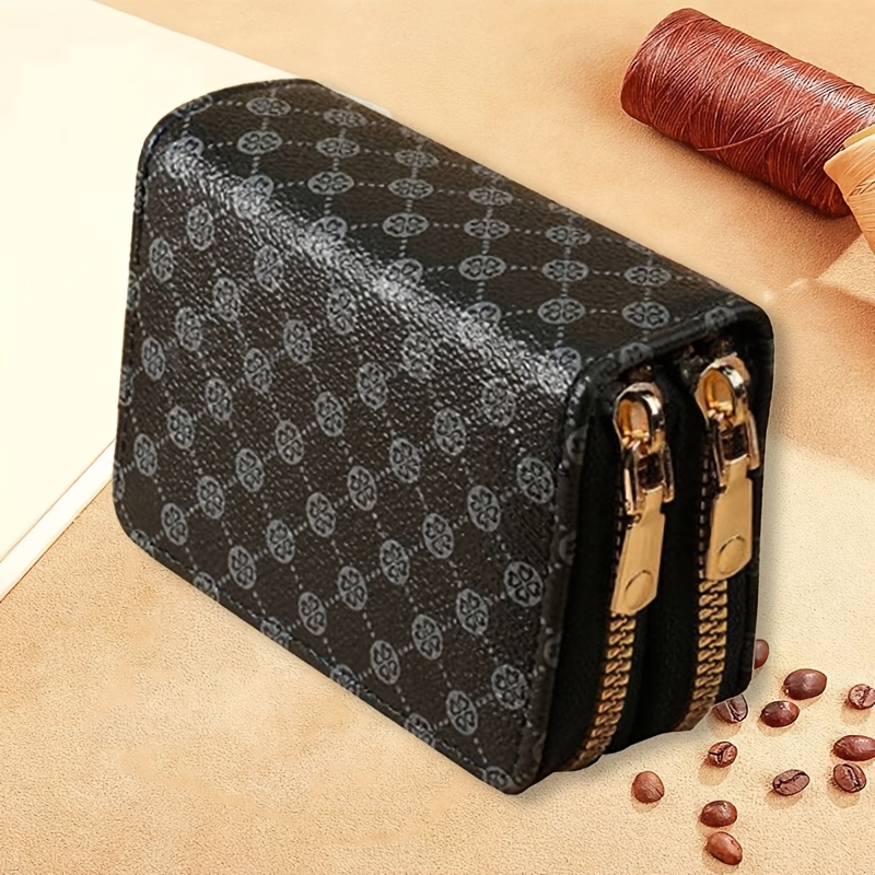 Image of New Women's Short Wallet With Dual Zippers, Simple And Holder, Coin Purse, Money Clip