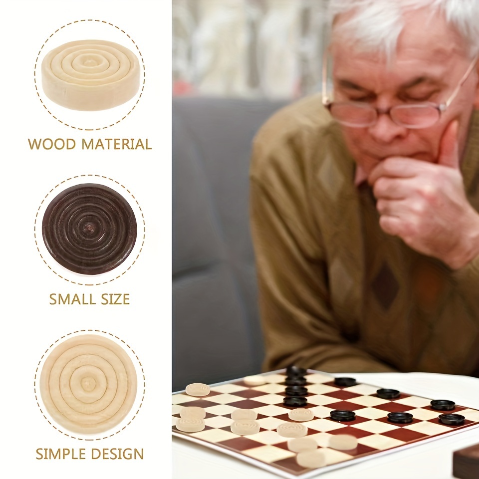 XFUYI Lot de 24 pièces de Jeu de Dames, Jeu de Backgammon, Jeu d'échecs, Jeu de société, Jeu de Dames empilable en Bois