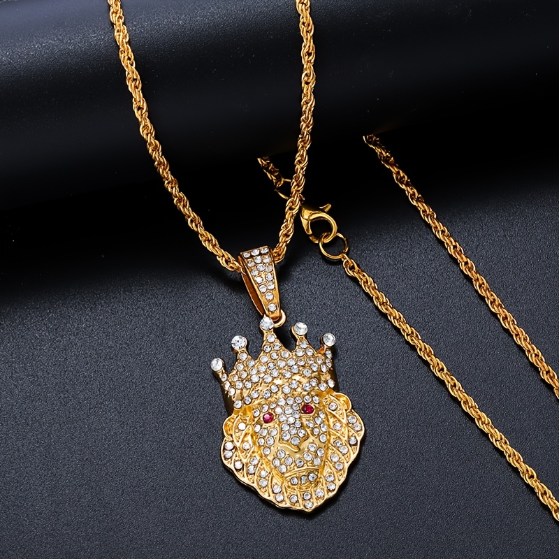 Image of Fashion Domineering Crown Pendant Crown Lion Hip Hop Fashion Jewelry For Men And Women Gift
