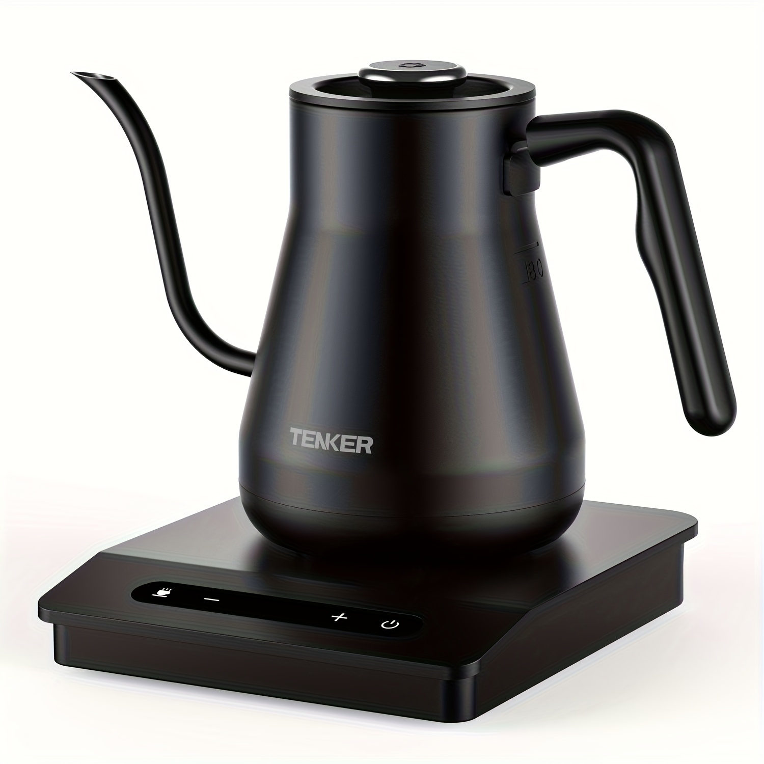TEMU Gooseneck Electric Kettle With 5 Temperature Control For Pour Over, 3- Quick Heating,, Boil-, Auto Shut-off, 1200w Water Kettle Stainless Steel Inner Lid & Bottom 27oz/ 0.8l, Black Tenker