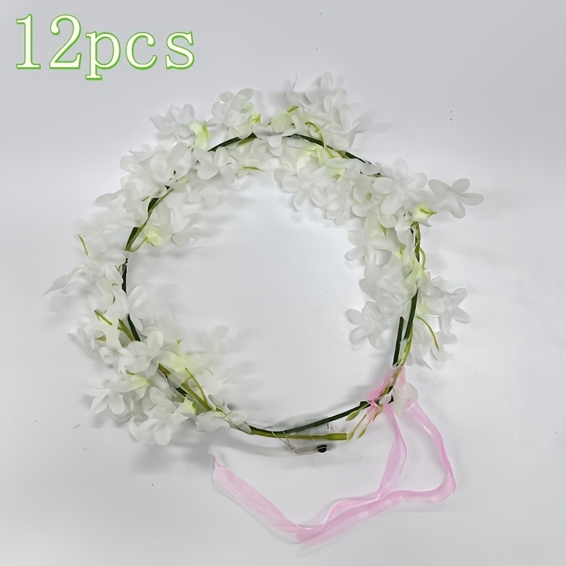 Image of 12pcs, Led Light Up Garland Headbands, Colorful Light Up Garland, Great For Parties, Beach Photos And Halloween, Perfect For Christmas | Battery Operated Pvc Hair Accessories