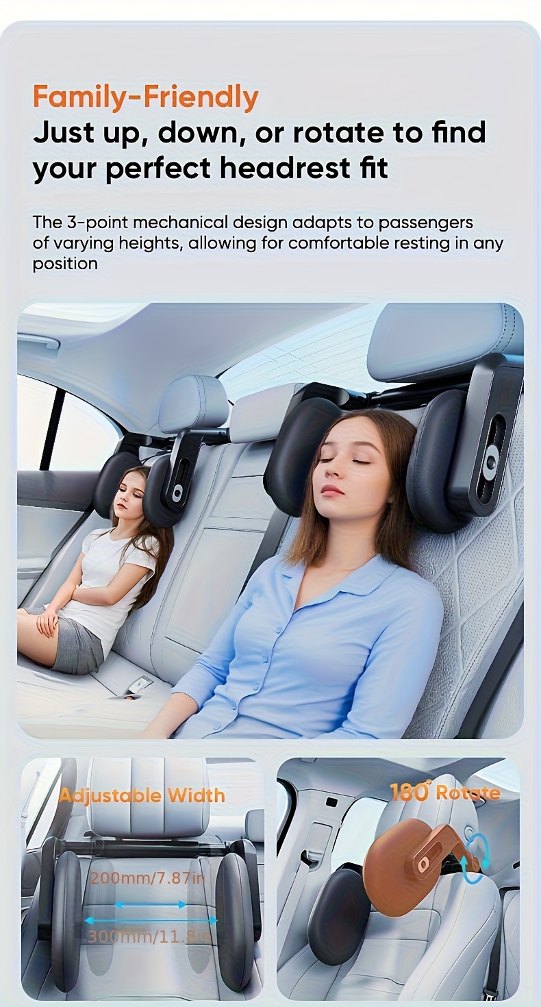 1 U-Shaped 45D Car Neck Pillow - Ergonomic Design with Three-Point Support, 360° Adjustable Breathable PU Cover, Ideal for Side Sleepers and Daily Commuting, Travel Pillow/neck Pillow, Travel Pillow/neck Pillow Airplane, Neck Cushion, Airplane Travel Accessory, Neck Travel Accessory, Neck Support Pillow