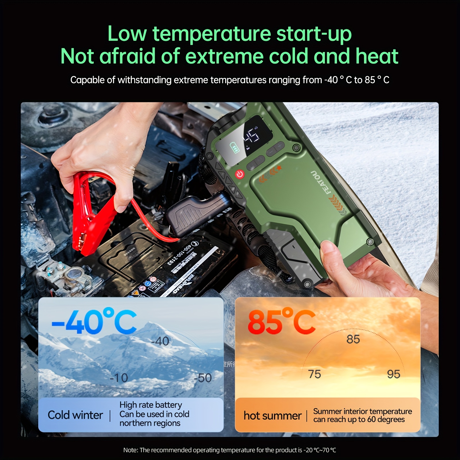 7000a jump starter with air compressor portable car jump starter 5000a 7000    pack with150psi digital tire inflator car battery charger portable for 10   or 9 0l diesel fast charging usb output led emergency lighting Product details 9