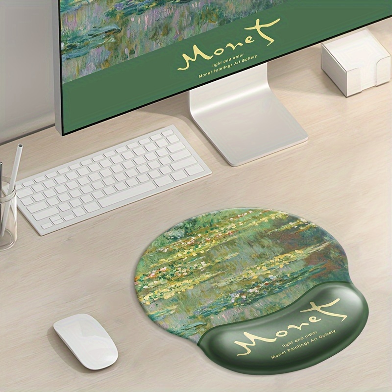 

Thick Ergonomic Silicone Wrist Support Mouse Pad With Non-slip Base And Oil Painting Design For Use