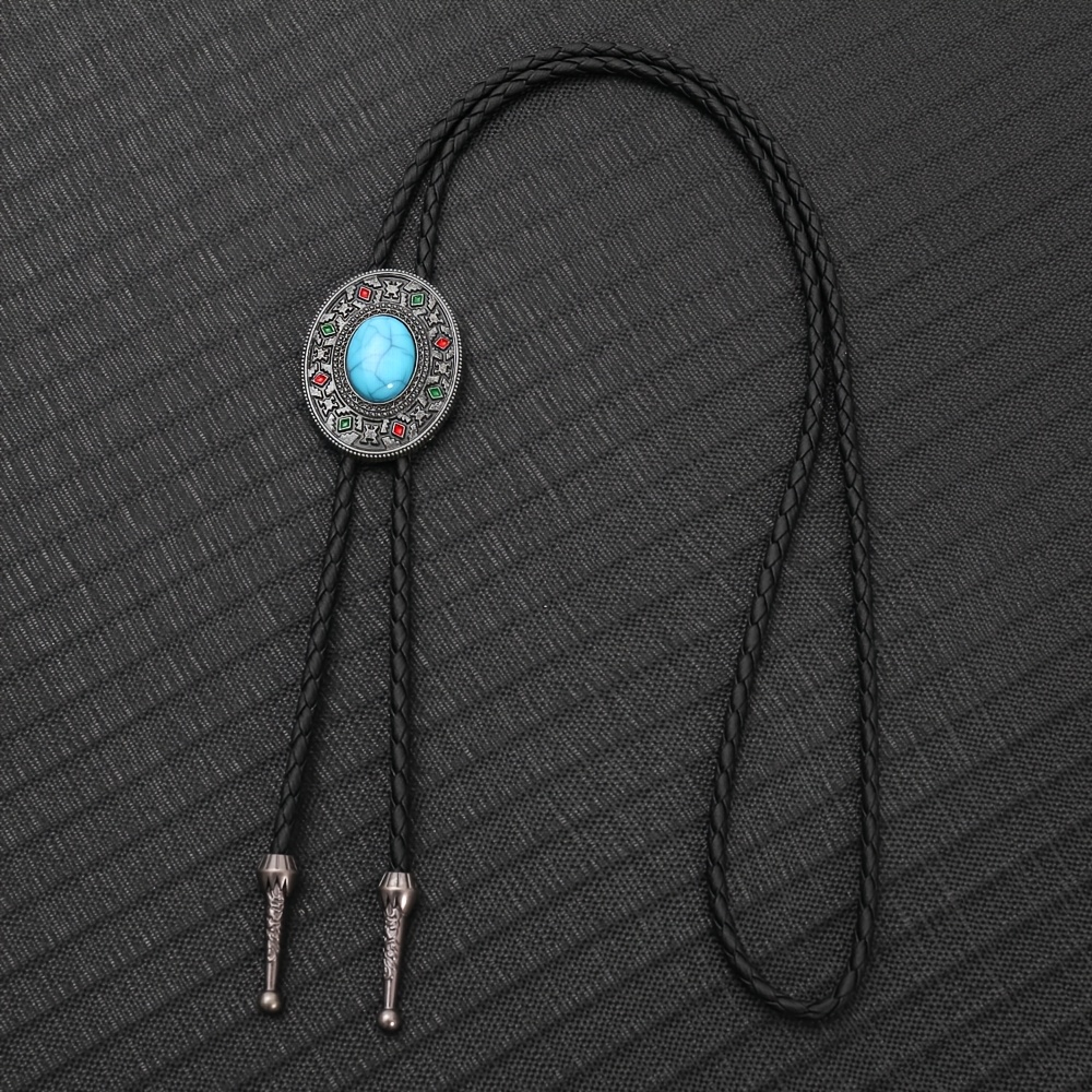 TEMU 1pc Minimalist Turquoise Bolo Tie Vintage Western Unisex Decorative Buckle Shirt Accessory