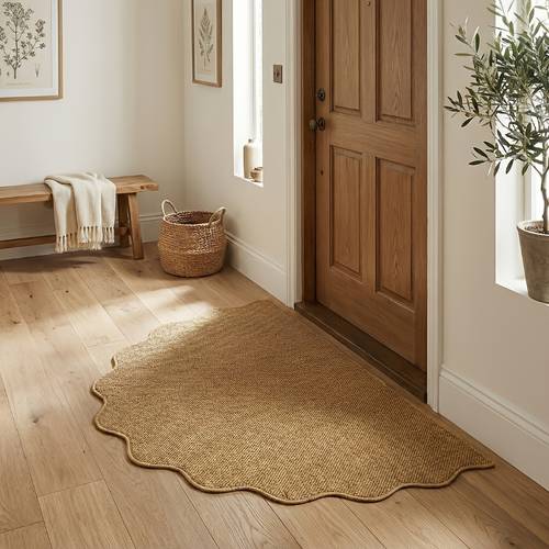 1pc half circle rippled edge jute like carpet easy to clean very suitable for pet owners applicable to scenes and themes used for living room dining room study bedroom and other entrances bedroom carpet living room carpet