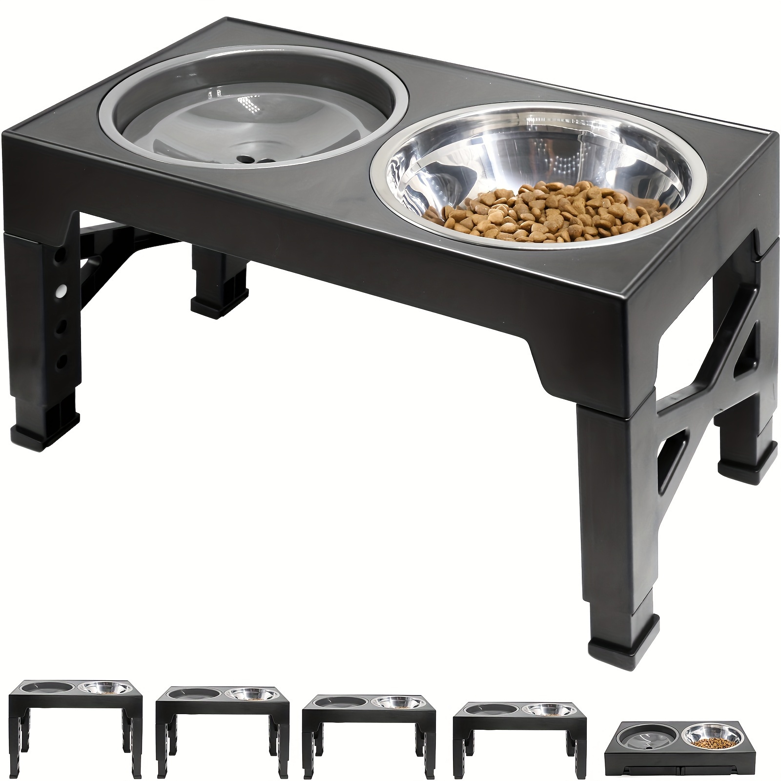 

Elevated Dog Bowls, 5 Adjustable Heights Raised Dog Bowl Stand With 1 Stainless Steel Food & Dog Water Bowl, Dog Bowls For Large Dogs& Cats (black)