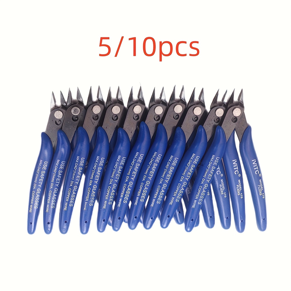 YEGEOOE Wire Cable Cutting Pliers – 5/10-Piece Set, 5-Inch, Carbon Steel, Blue Handle