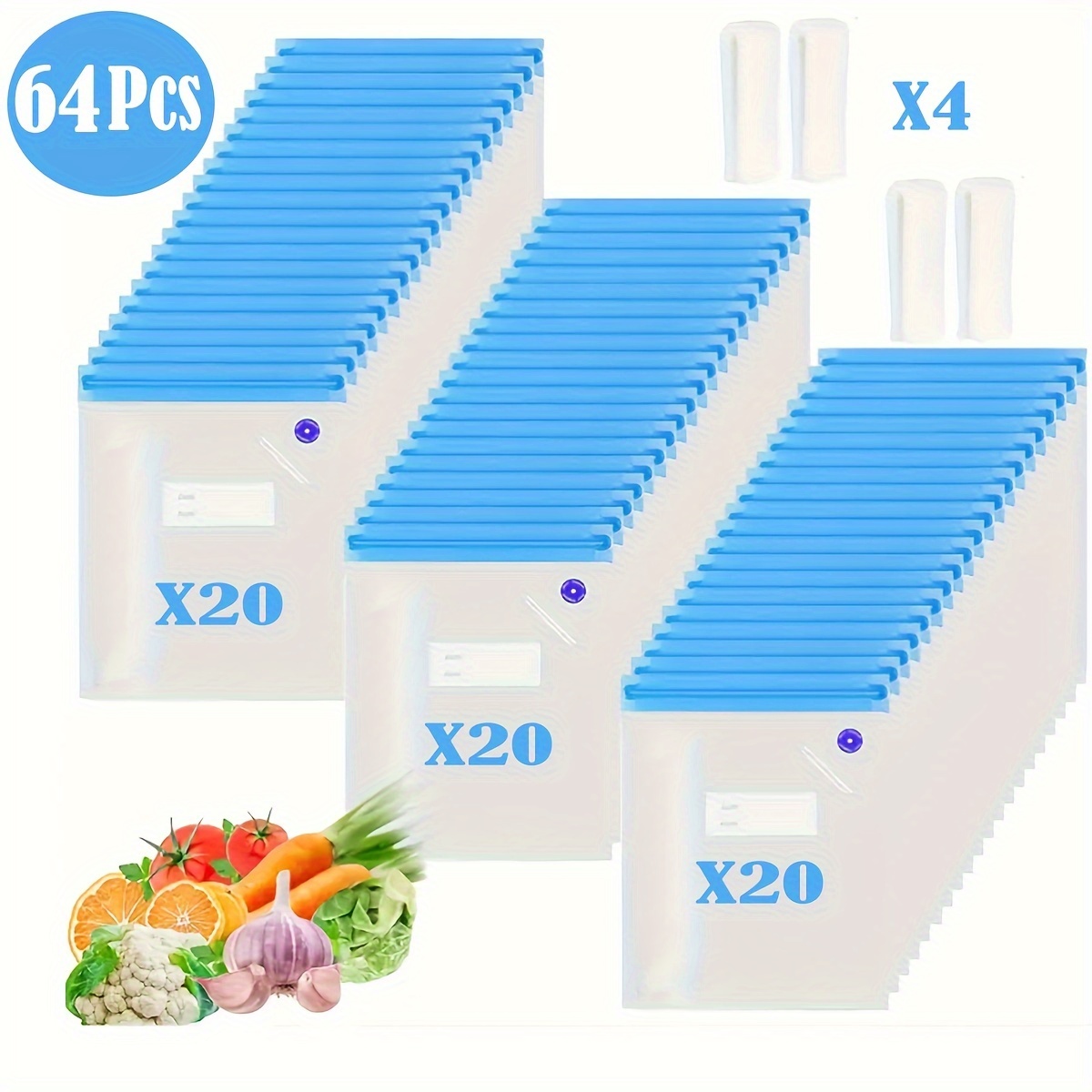 64pcs   vacuum food storage bag set bpa free plastic airtight leak proof seal with clips for food preservation vacuum cooking and household organization suitable for contact with food with no electricity needed for   holidays details 1