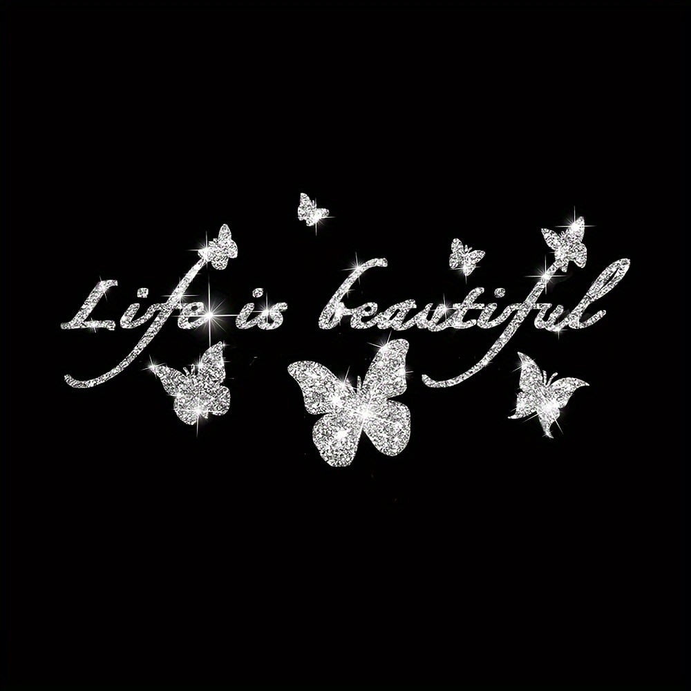 Image of 1pc Beautiful Car Sticker, Sparkling Car Window Romantic Decal, Sticker, Stylish Motorcycle Sticker, Cartoon Decorative Sticker For Laptops