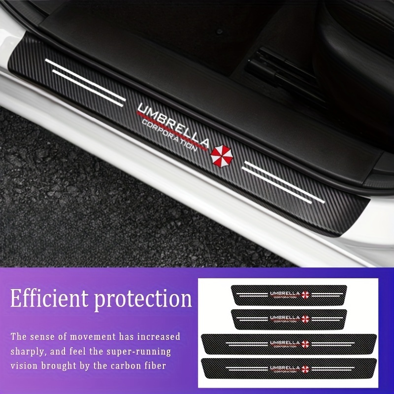 

4pcs Pvc Door Sill Protector Decals, Scratch-resistant Welcome Pedal Guard, Universal Fit Automotive Threshold Protection Stickers