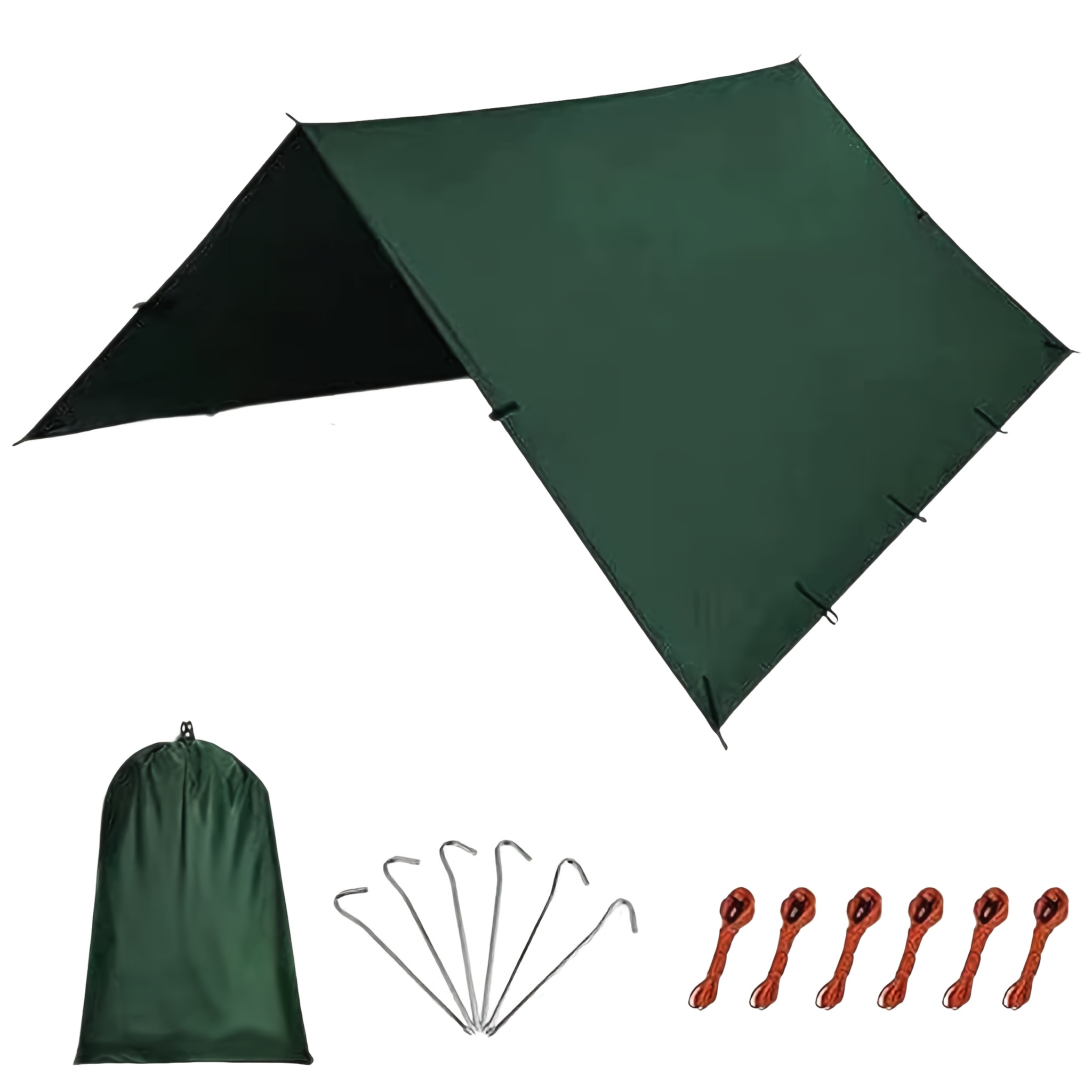 Image of Outdoor Camping Tarp, Windproof Sun Shelter, Portable Hammock Fly, Multifunctional Tent Canopy For Hiking, Backpacking, Picnic, Survival, Easy Setup With Shapes, Lightweight And Durable