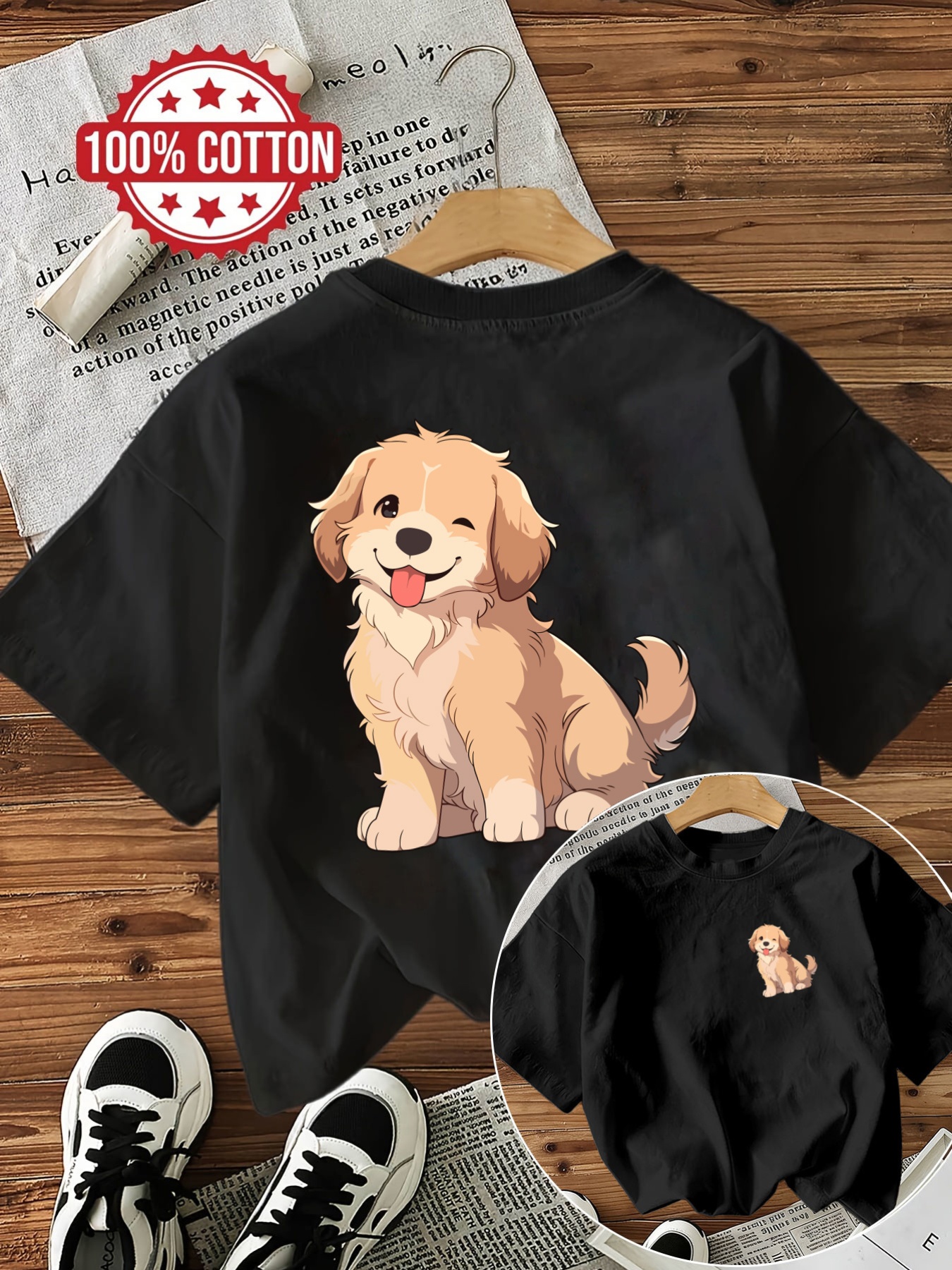 womens pure loose   neck short sleeve t shirt a relaxed casual top suitable for year round wear features a cute and vivid cartoon dog print on the front making it a fun and adorable   for and daily wear the soft