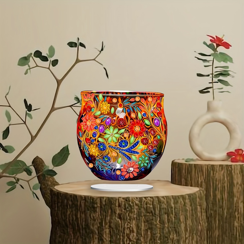 

scenic Beauty" Colorful Vase Diamond Art Kit 20x20cm - Acrylic Mosaic Embroidery For Home Decor, Perfect Gift Idea