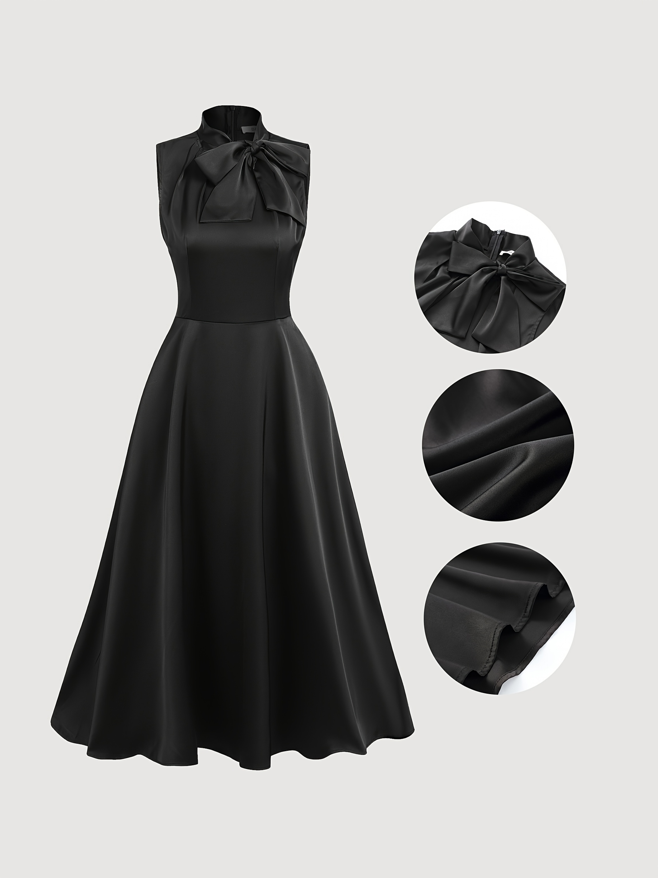 womens black bowknot collar midi dress goth fairycore - Temu United Arab  Emirates