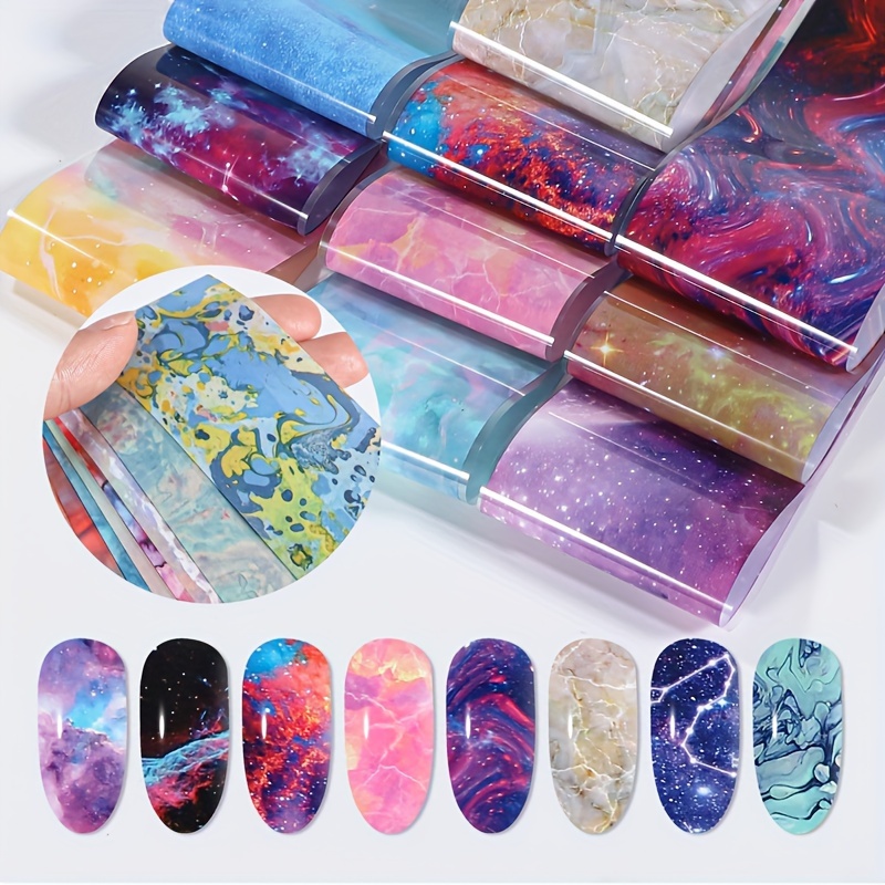 

50 Sheet Nail Foil Transfer Stickers, Starry Sky Design Nail Foil Transfer Decals, Nail Art Supplies For Women And Girls