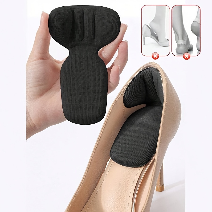 

2pcs T-shaped Foam Heel Cushion Pads & Cups - Anti-slip, For High Heels - , Breathable Adjustable Insoles