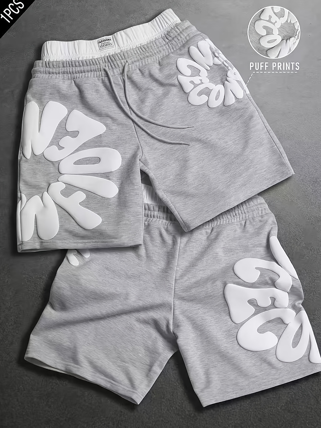 lässige herren-shorts mit trendigem schaumstoff-print-design. vintage-inspirierter freizeitstil, der   cool ist,   für freizeitkleidung. streetwear-marken-ästhetik,   muss für den sommer