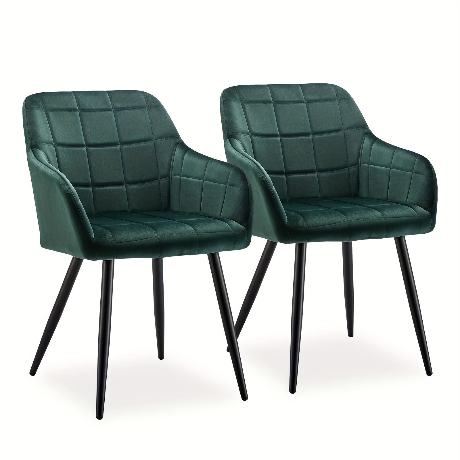 E-shop Samt-Esszimmerstühle im 2er-Set, gepolsterte Freizeit-Küchen-Barhocker mit Rückenlehne Metallbeinen, Wohnzimmer-Wannenstühle für Lounge,