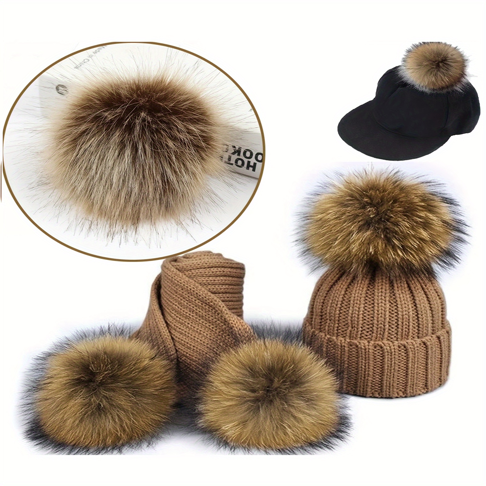 

12pcs/set 3.94" Imitation Faux Fur Pom Poms For Beanies 3 Colors Diy Hat Accessories Beanie Decorations For Women Female