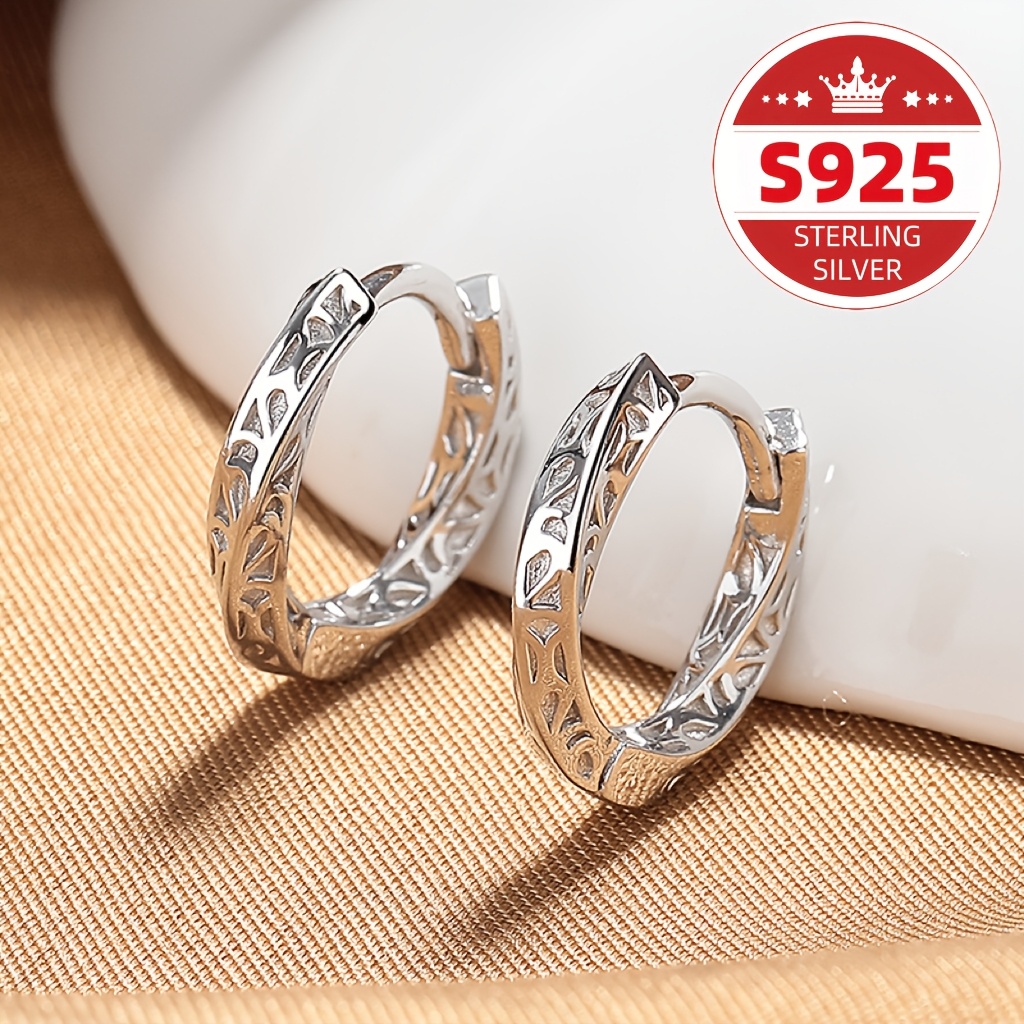 TEMU Stylish M-size Circular Earrings Made Of S925 Silver, Featuring A Minimalist And , Perfect As A Fashionable Christmas Gift For Ladies Or Present