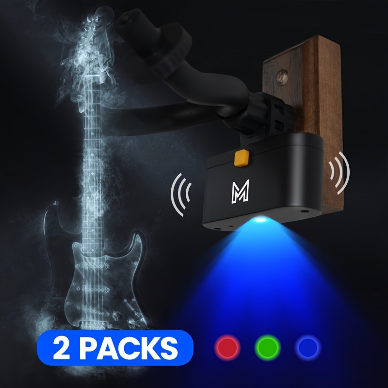 

2pcs 3 Colors In 1 Guitar Wall Mount Led Light, With Sound Control Sensor Can Be Used With Guitar Holder, For Most Sizes Of Guitar Wall Hanger Holder (guitar Wall Mount Not Included)