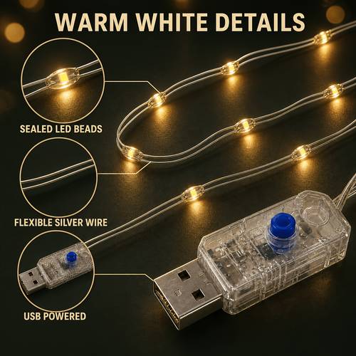 1pc 10 81ft 100 led usb fairy string lights flexible silver wire mini twinkle lights for indoor outdoor halloween decor christmas party bedroom wedding garden table centerpiece holiday display home decoration and creative diy crafts use
