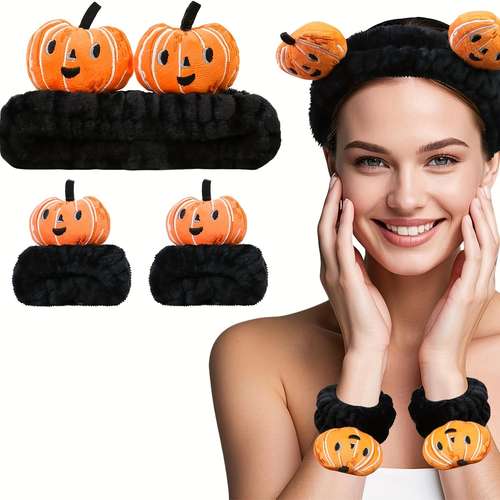 YISSION Set 6 Pezzi Fascia Per Capelli E Braccialetti Lavaggio Viso – Con Orecchie Da Coniglio – Morbido In Pile – Per Trucco E Cura Della Pelle