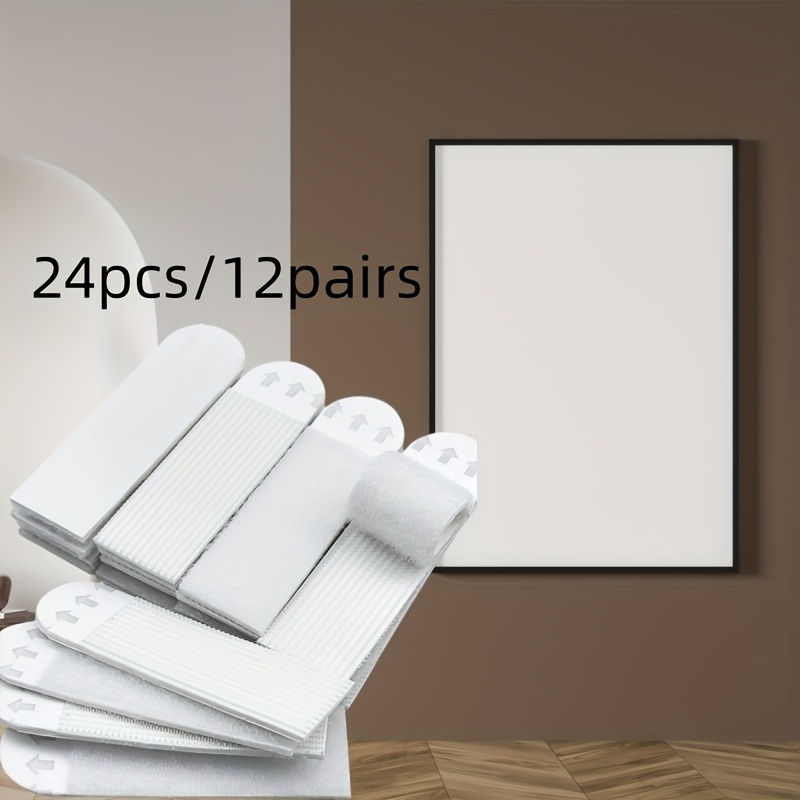 48pcs/24pcs, No-drill Strong Adhesive Strips, Seamless Easy-pull Hanging Strips - Double-sided Removable Wall Hooks, Suitable For Picture Frames And Artwork On Walls, Adhesive Installation Labels