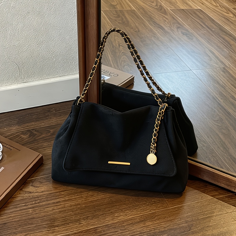 TEMU Women's Shoulder Bag, Vintage Women's Shoulder Bag, With Metal Chain Strap, Easy Metal Strip Embellishment, Soft And , Full Of Atmosphere. Light