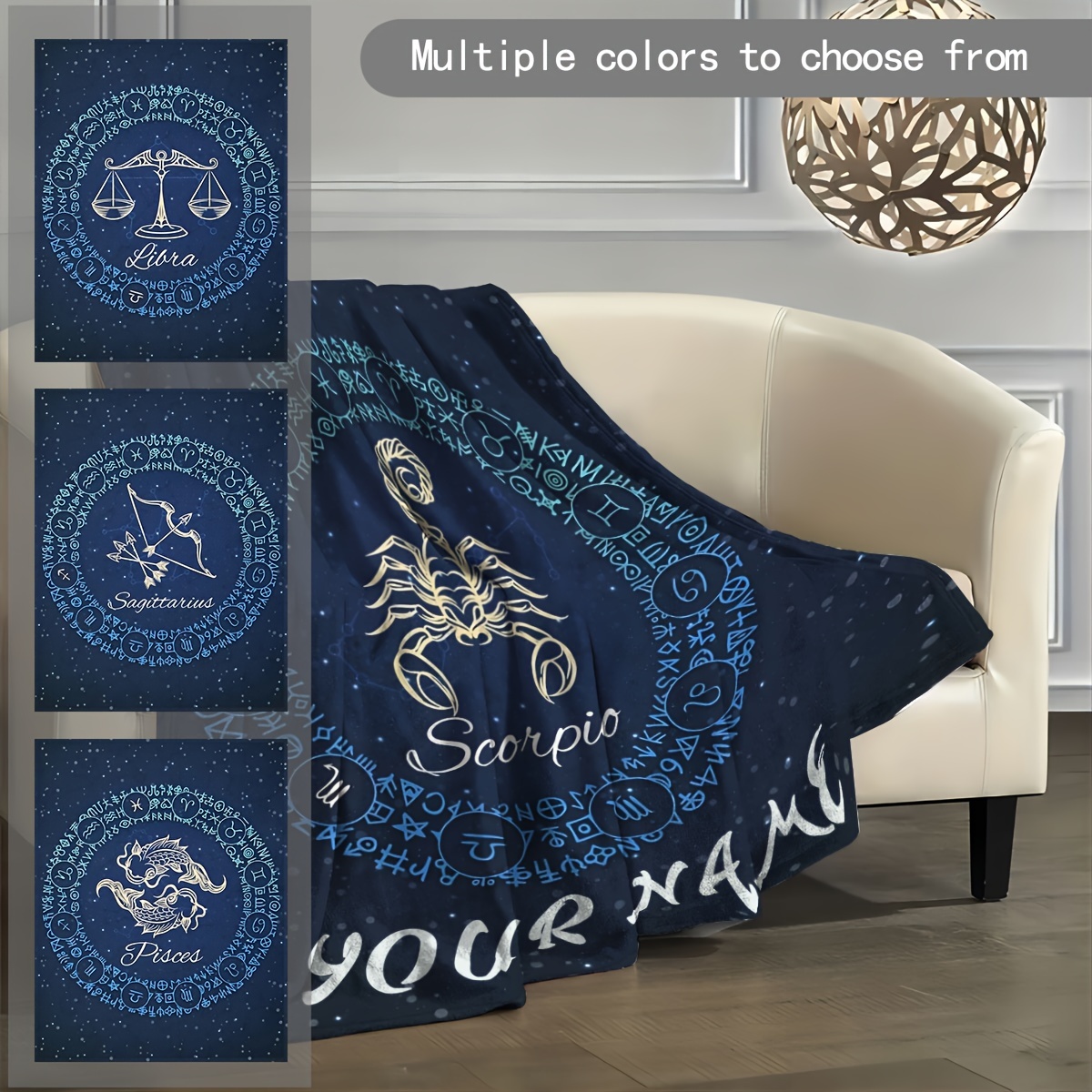 

Personalized Zodiac Sign Flannel Blanket - Cozy & Warm, All - Ideal Gift For Birthdays & Holidays