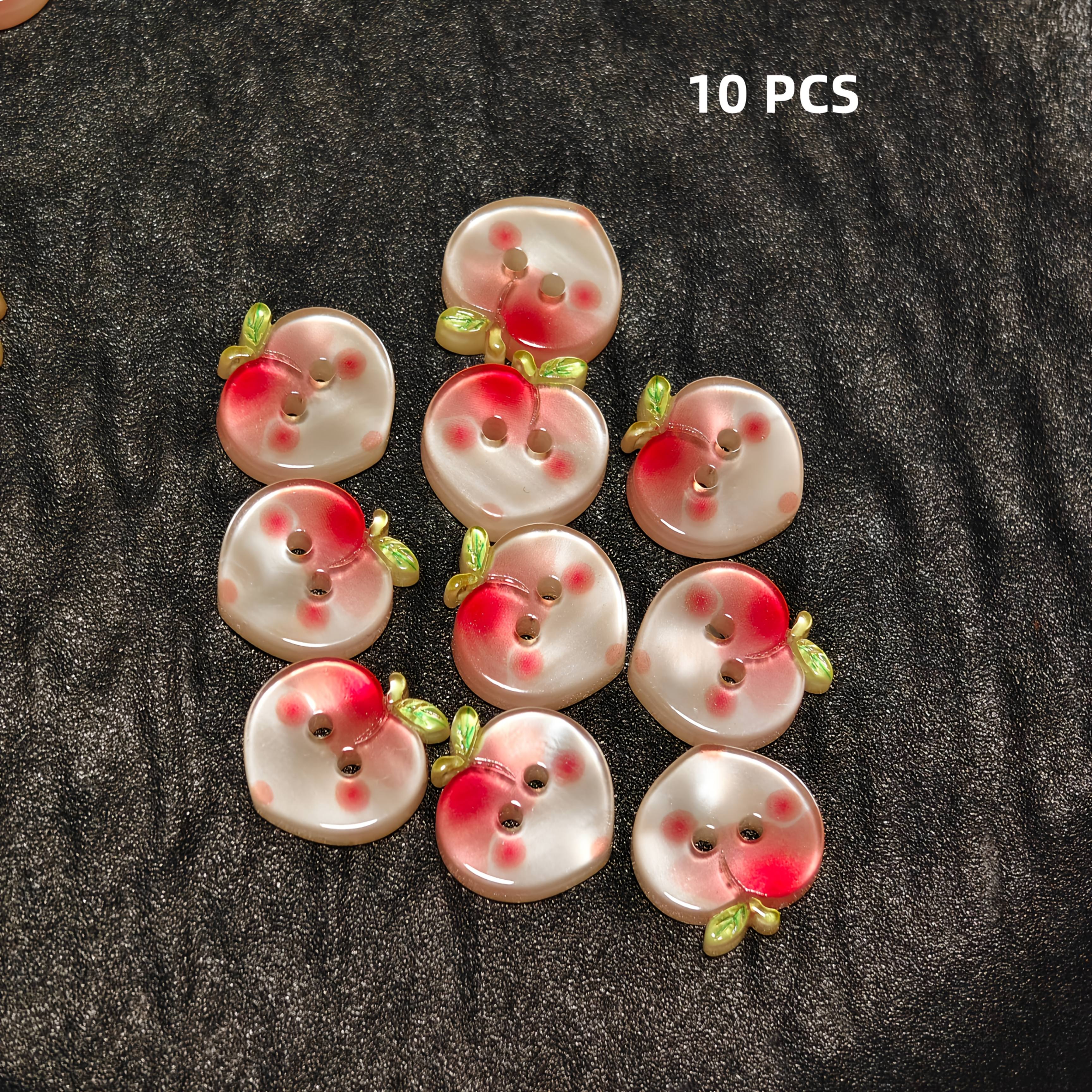 10pcs/21pcs Cartoon Peach Fruit Resin Buttons, Creative Handmade Accessories, Diy Decorative Buttons
