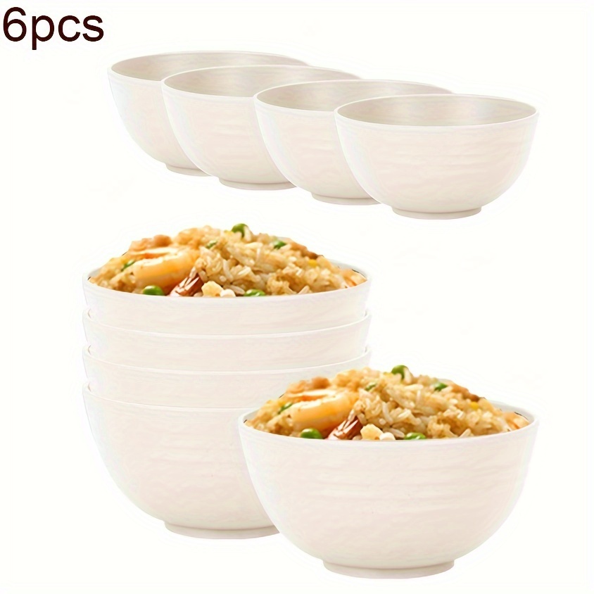 

Set Of 6 Plastic Rice Bowls - Microwave Safe, Unbreakable Holiday Theme Round Bowls For Salad, Cereal - Reusable, Dishwasher Safe For Kitchen & Camping