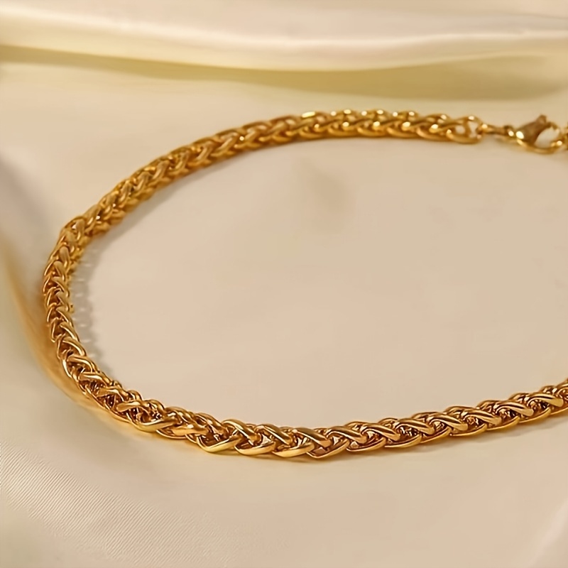 Men's Golden Stainless Steel Braided Chain Necklace