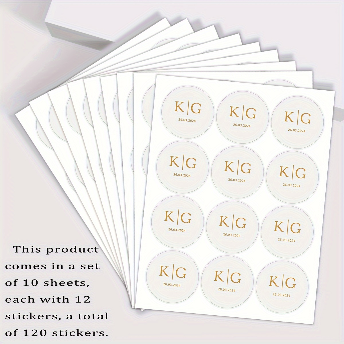 Image of 120pcs Custom Stickers - Wedding Stickers Personalized, Clear Stickers, Monogram Envelope Seals, Wedding Favor Stickers, Invitation Seals, Wedding Stickers, Golden, Black, 38mm
