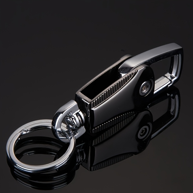 A Customizable Stainless Steel Snap Hook Keychain with Engraved Logo, Featuring Polyester Fiber, a Durable Unisex Key Ring with a Foldable Design, a Waist-hanging Car Key Holder Accessory with Self-Defined Text