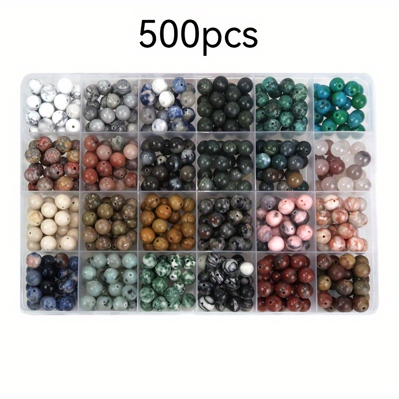 

500pcs 8mm Stone Kit - Assorted , 24 Styles For Making, Beginner Portable Storage Box