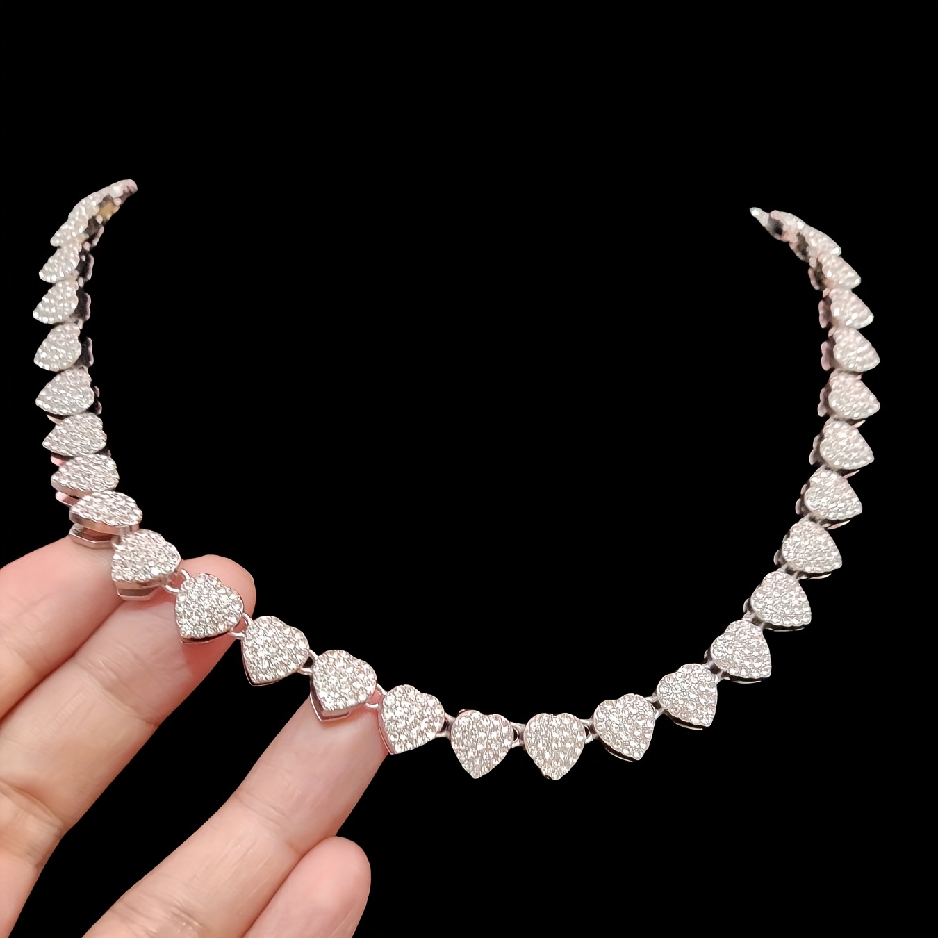 2pcs/Set Men'S and Women'S Hip-Hop Heart-Shaped Necklace and Bracelet Fashion Vintage Punk Necklace Bracelet Men'S and Women Jewelry Set Suitable for Party or Daily Wear Valentine'S Day Gift