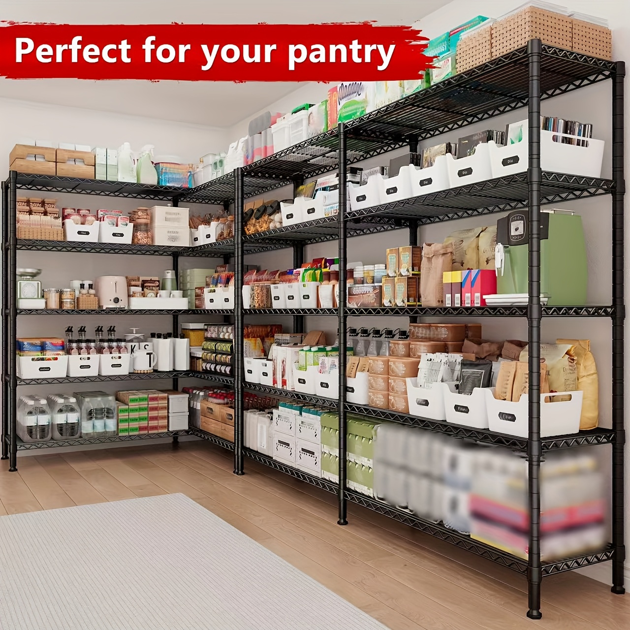 TEMU 69" Shelves Load 1600lb Wire Shelving Tier Metal Shelving For Storage Rack Shelves Adjustable Heavy Duty Garage Shelf Pantry Shelves Kitchen