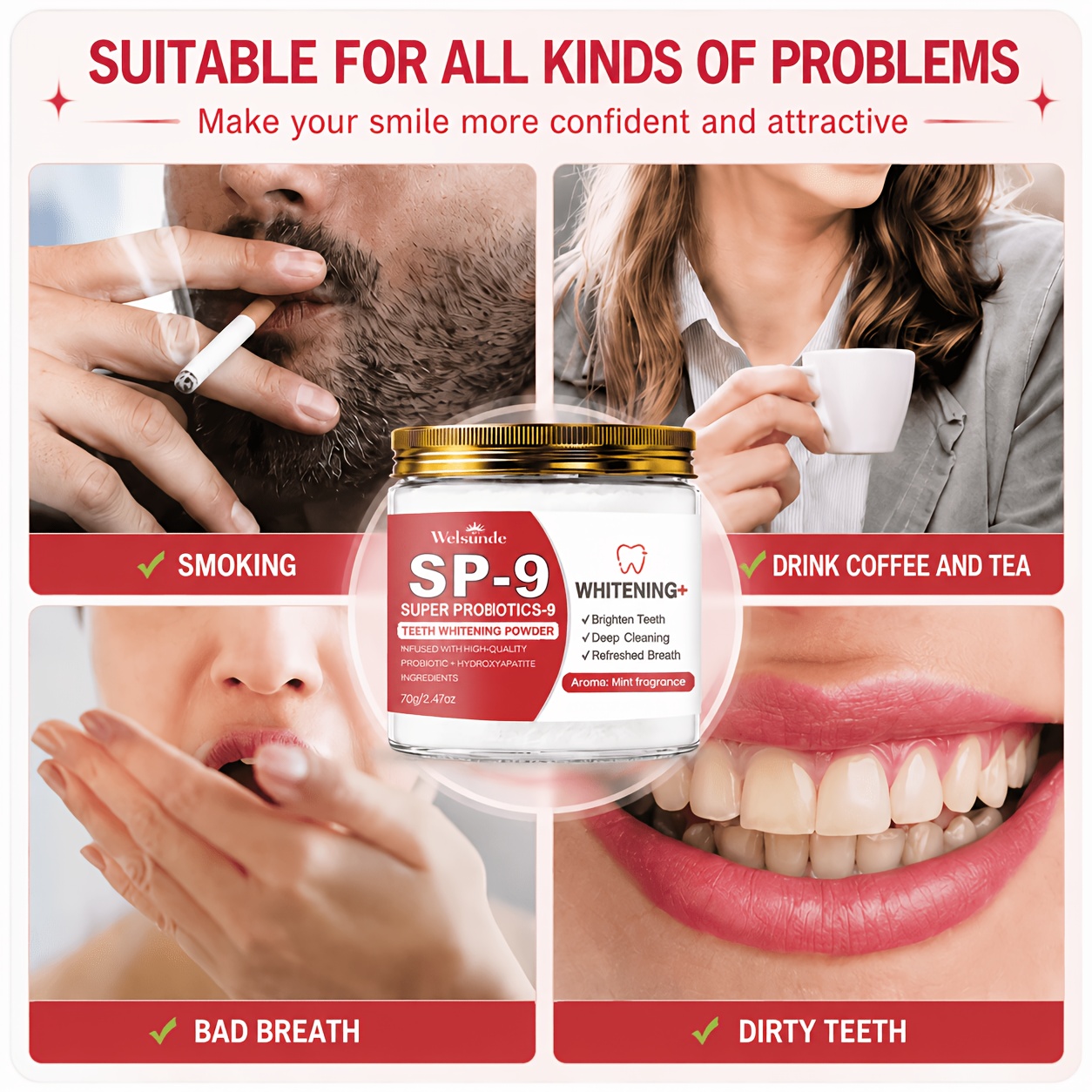 20X Super Probiotics Hydroxyapatite Tooth Powder for Deep Cleansing