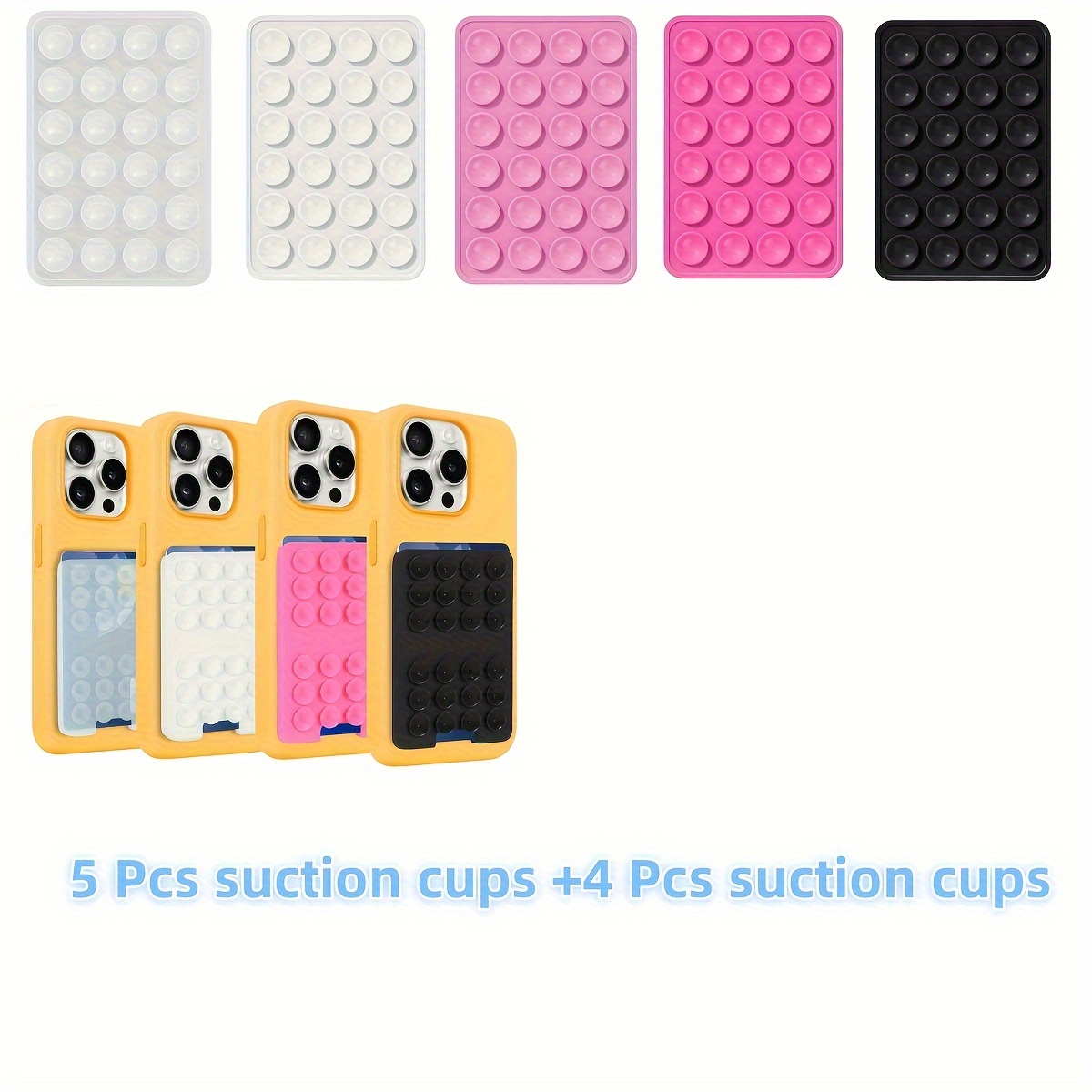 

9 Pcs Silicone Suction Phone Case Mount, Suction Phone Mount For Card Holder, Non Slip Phone Grip For Iphone And Android, Holder For Selfies And Videos