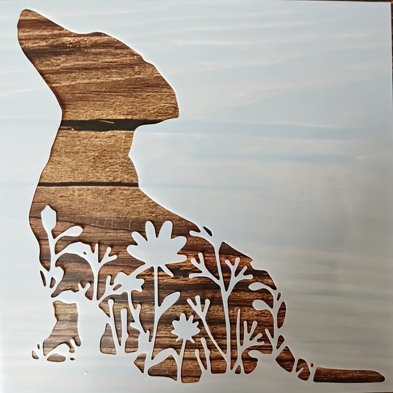 E-shop 1 Stück Niedliches Hundemuster Schablone, Neue Tier- und Blumenkombination Malvorlage für Garten, Karten, Textilien, Wanddekoration und