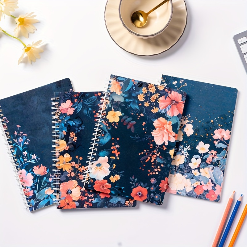 

4-piece Floral & Marble Pattern Notebooks - Perfect For School, Office, Journaling, Christmas Gifts & Graduation Presents
