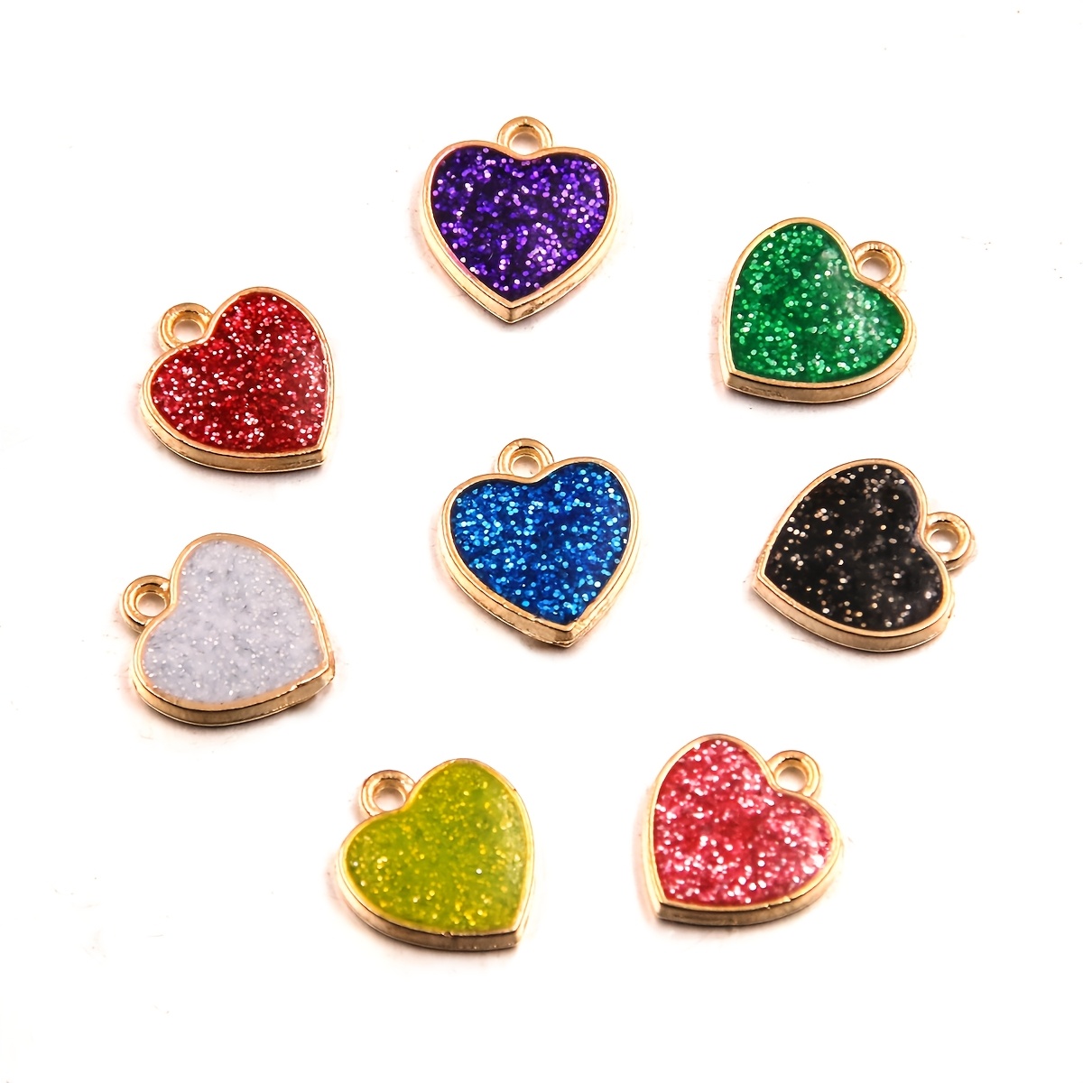 

20pcs Heart Charms In 8 Colors, 11x12mm Metal Alloy Pendants For Making - Necklaces & Bracelets
