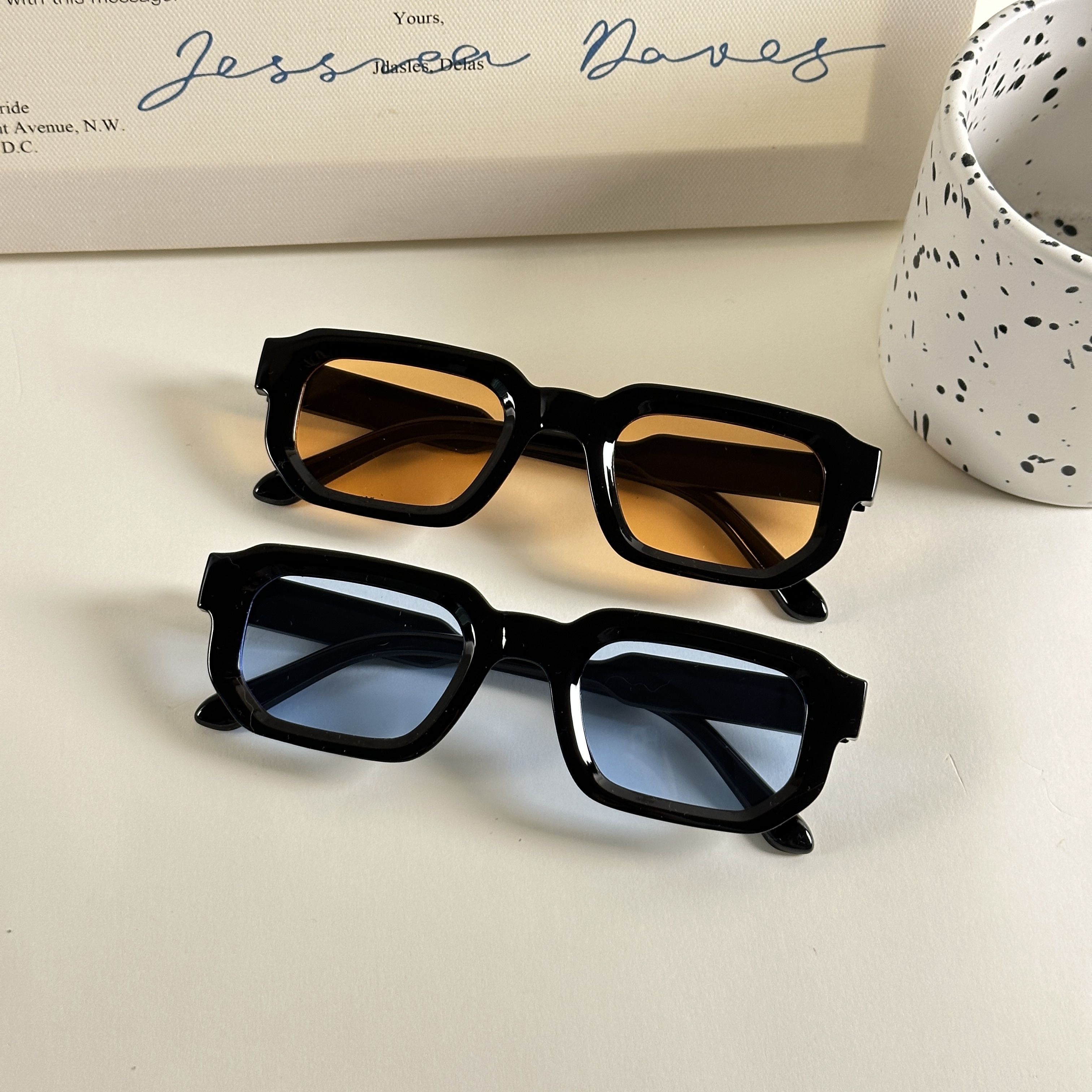 TEMU 2pcs Retro Square Fashion Glasses For - , Fashionable Shades For Beach Parties & Travel