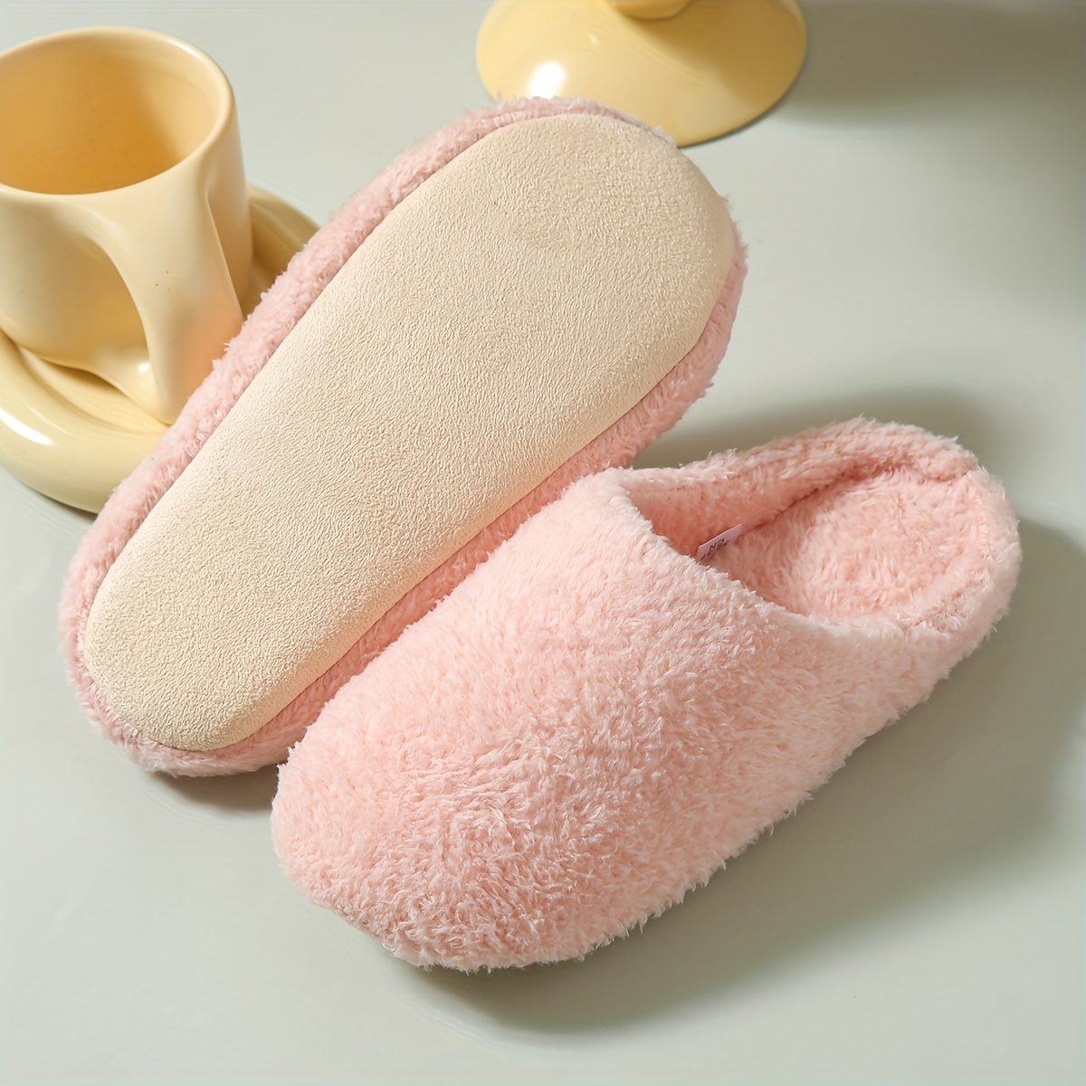 New Women's Spring, Autumn, Winter Indoor Home Soft-soled Lightweight Plush Satin Closed-toe Half-wrap Heel Slippers, Women Shoes