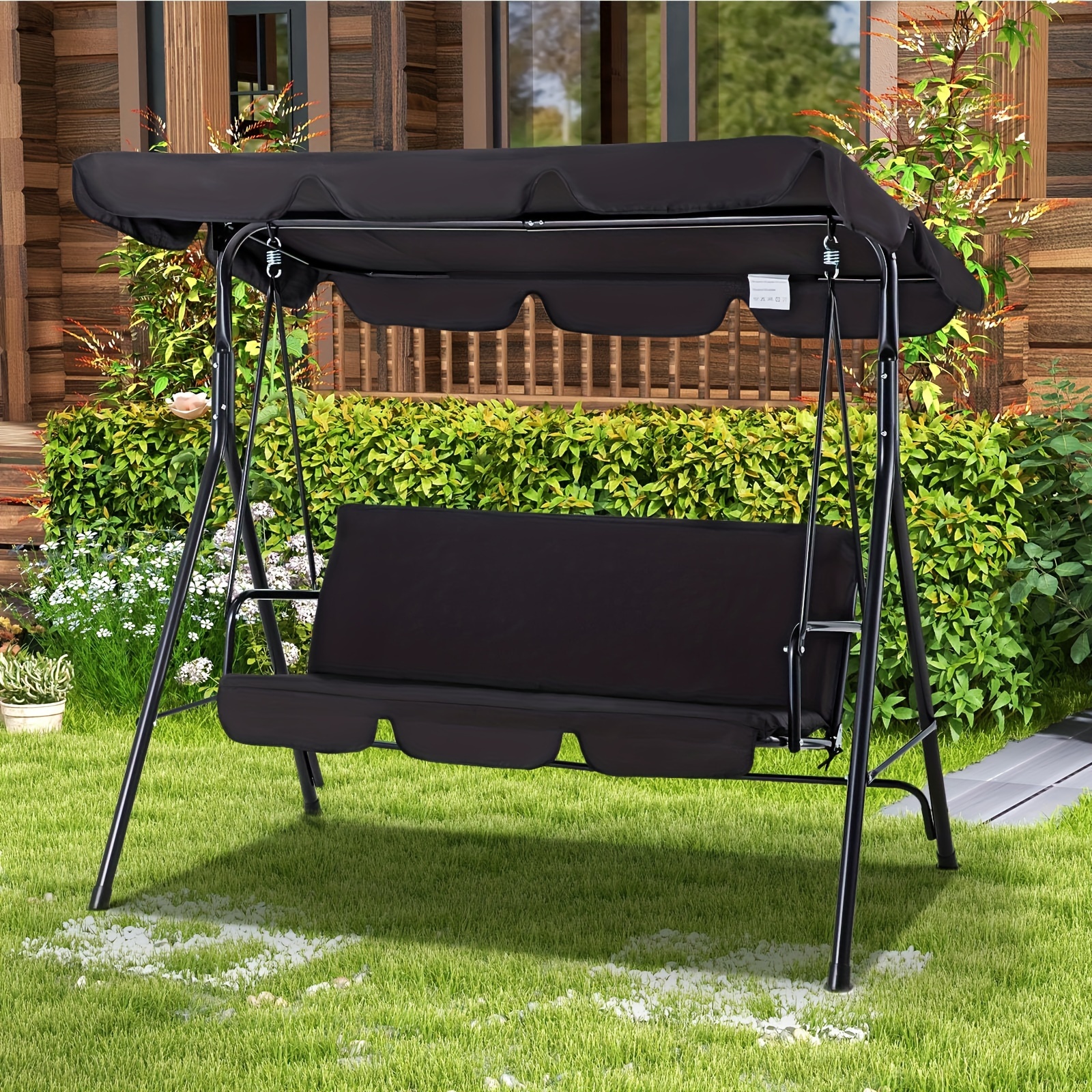 Porch Swing COOLSHARK 750 3-Person Outdoor Wicker Patio Swing