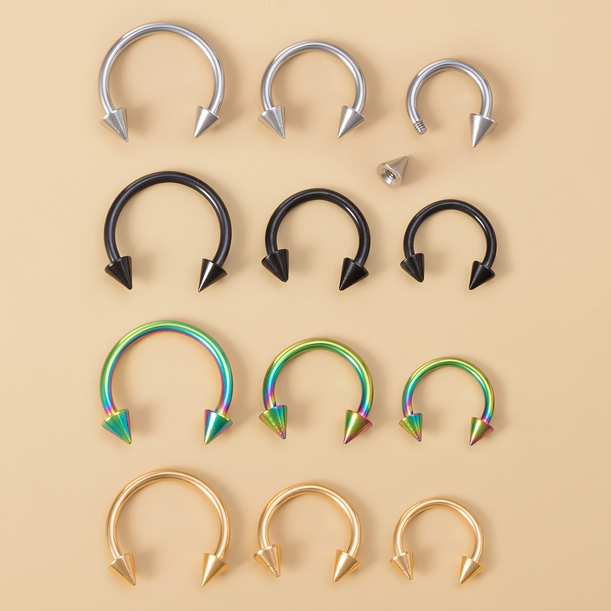 6pcs Stainless Steel Hoop Earrings & Nose Rings Set